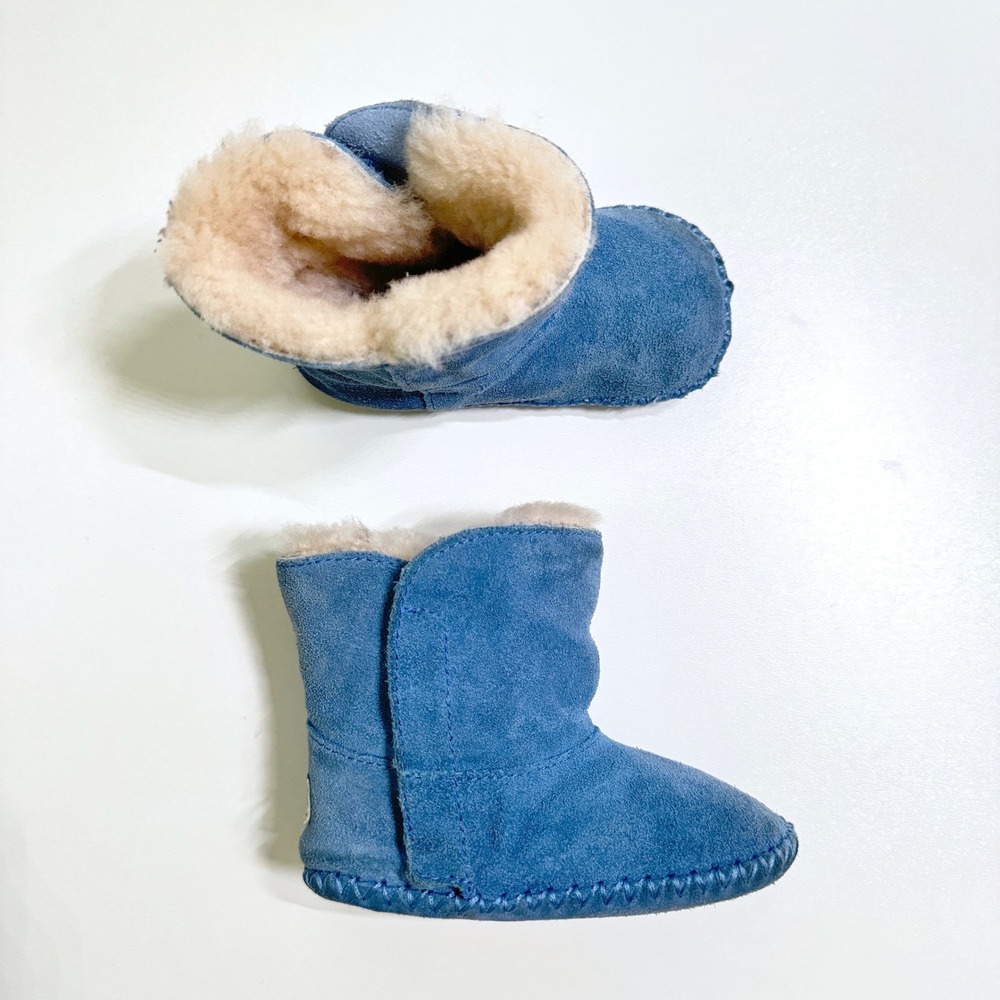 UGG Jesse Booties Baby Toddler Kids Size 4/5 Blue Suede Sheepskin Lining